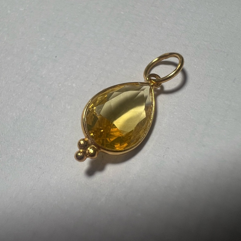 Natural Citrine 18K Gold Teardrop Pendant